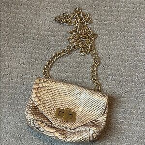 Pietro Alessandro Gold Chain Snake Print Bag